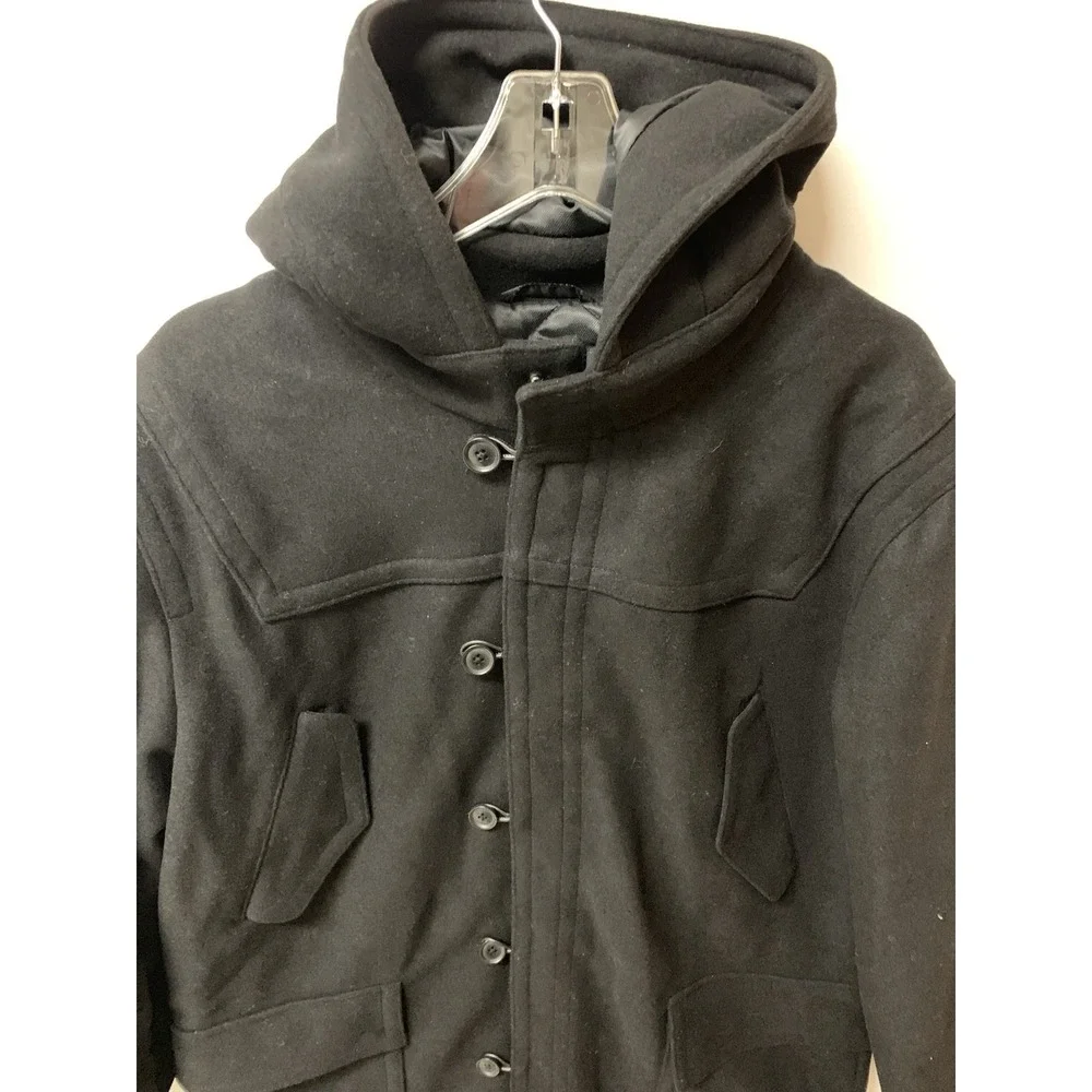 Banana Republic Large Men's Loop Button Jacket $280 Black Wool Winter‎ Coat